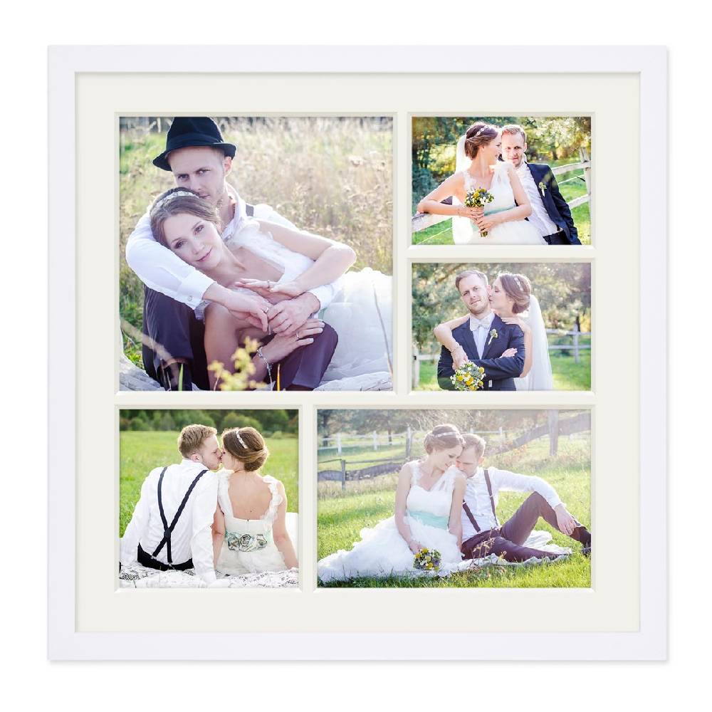 Photolini Collagerahmen 30x30 cm Modern Weiß für 5 Bilder Acrylglas Zeitlich begrenztes Angebot
