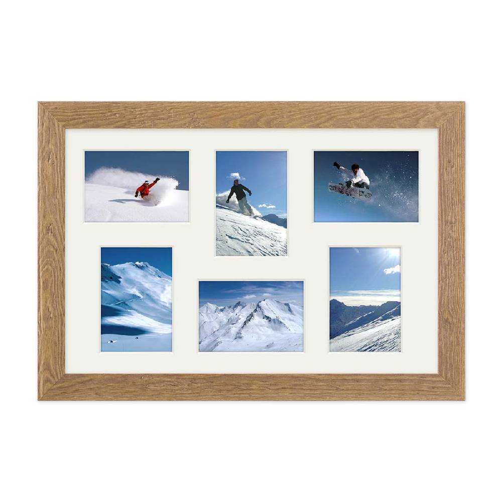 Photolini Collagerahmen 30x45 cm Strandhaus-Stil Eiche-Optik für 6 Bilder Sonderangebote