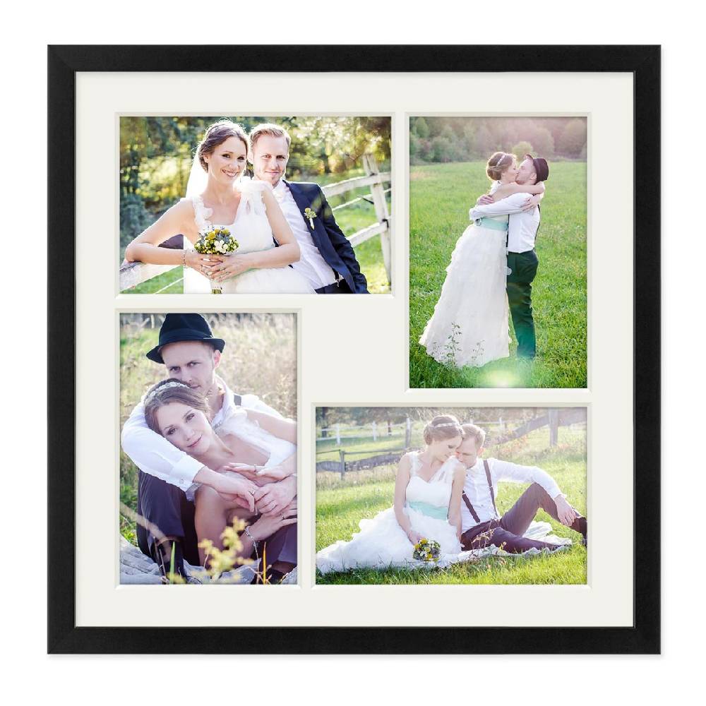 Photolini Collagerahmen 30x30 cm Modern Schwarz für 4 Bilder Acrylglas Riesige Ersparnisse