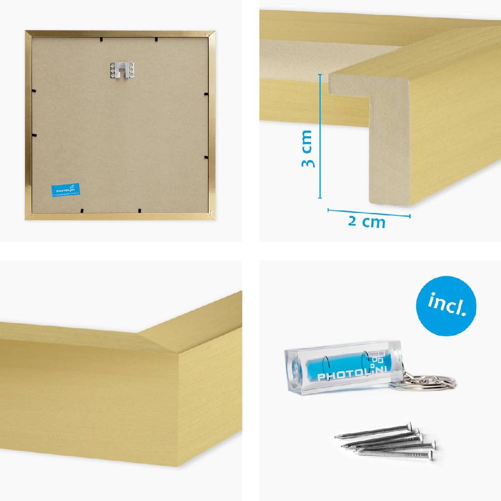 Photolini 2er Set 3D-Bilderrahmen 30x30 cm mit Passepartout, Gold Begrenzte Freigabe