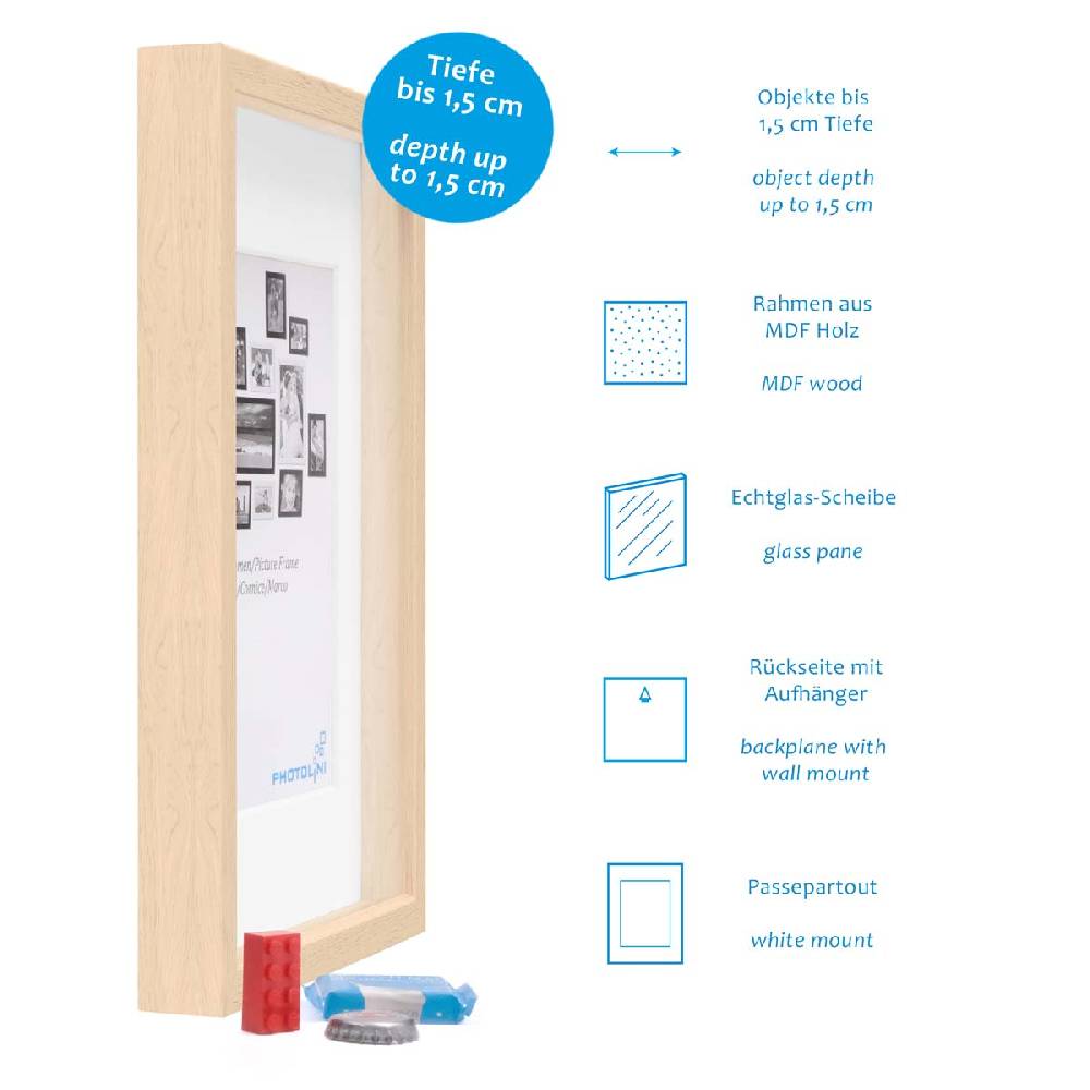 Photolini 2er Set 3D-Bilderrahmen 13x18 cm mit Passepartout, Natur Neueste Stile