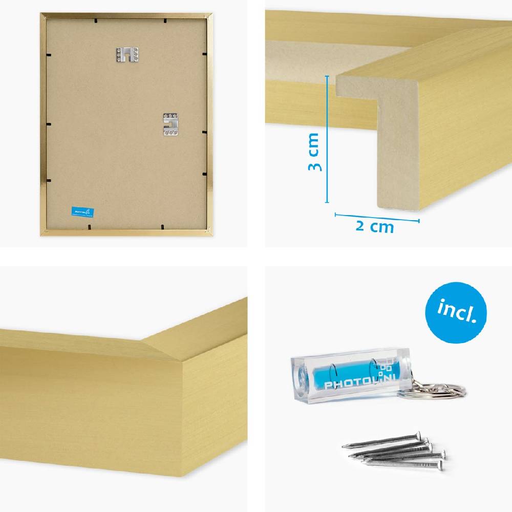 Photolini 2er Set 3D-Bilderrahmen 30x40 cm mit Passepartout, Gold Letzter Tag