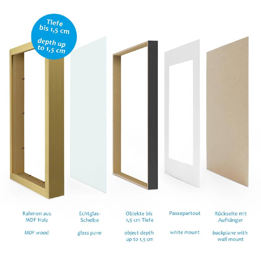 Photolini 2er Set 3D-Bilderrahmen 30x40 cm mit Passepartout, Gold Letzter Tag