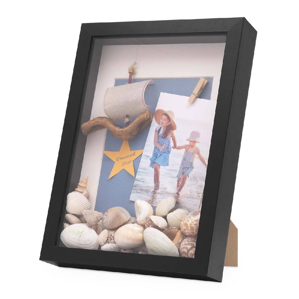 Photolini 3D Bilderrahmen Tief Schwarz 3 cm Objekttiefe