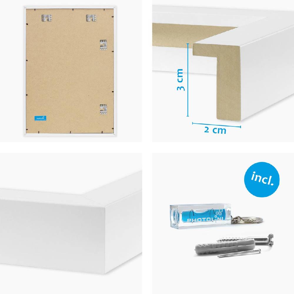 Photolini 2er Set 3D-Bilderrahmen 50x70 cm mit Passepartout, Weiß Bis zu 65% Rabatt