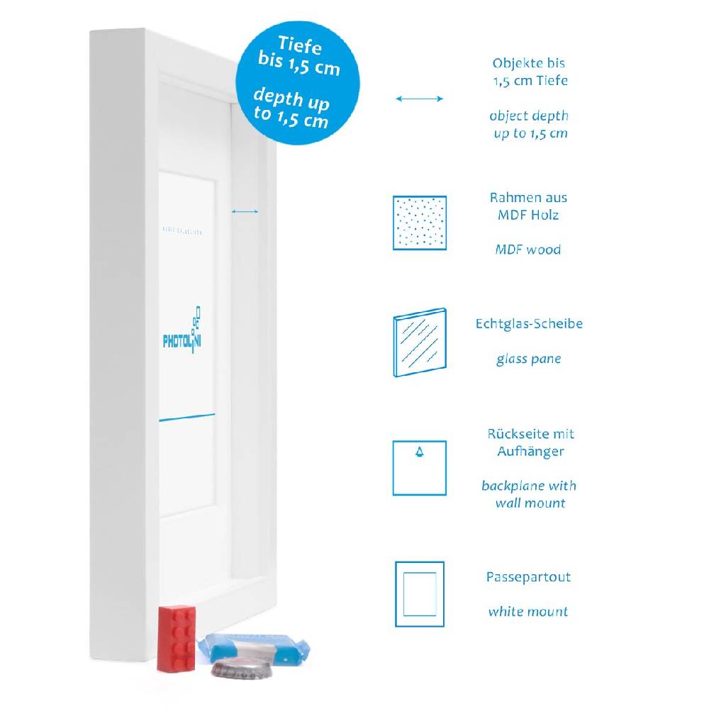 Photolini 2er Set 3D-Bilderrahmen 50x70 cm mit Passepartout, Weiß Bis zu 65% Rabatt
