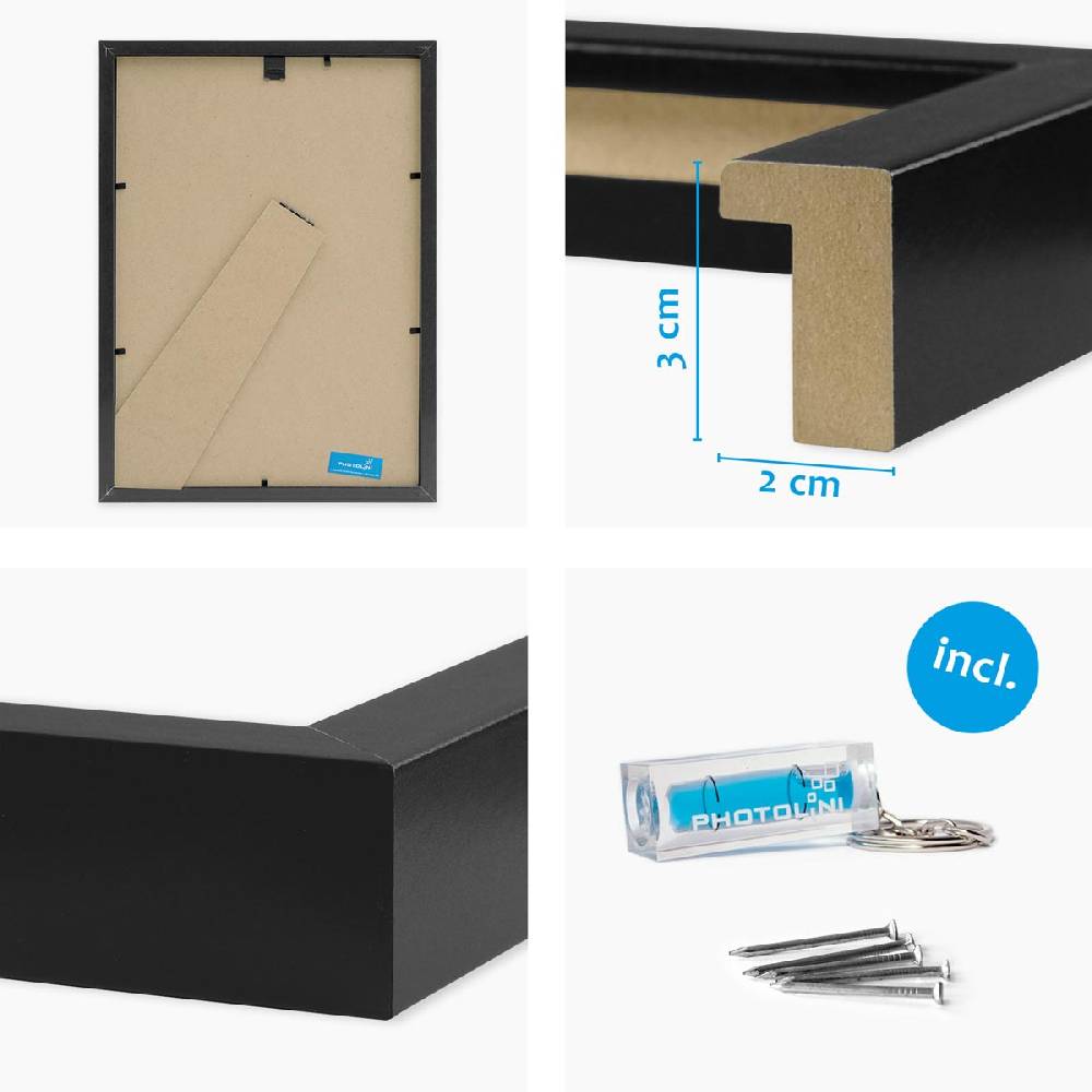Photolini 2er Set 3D-Bilderrahmen 21x30 cm / A4 mit Passepartout, Schwarz Bis zu 55% Rabatt