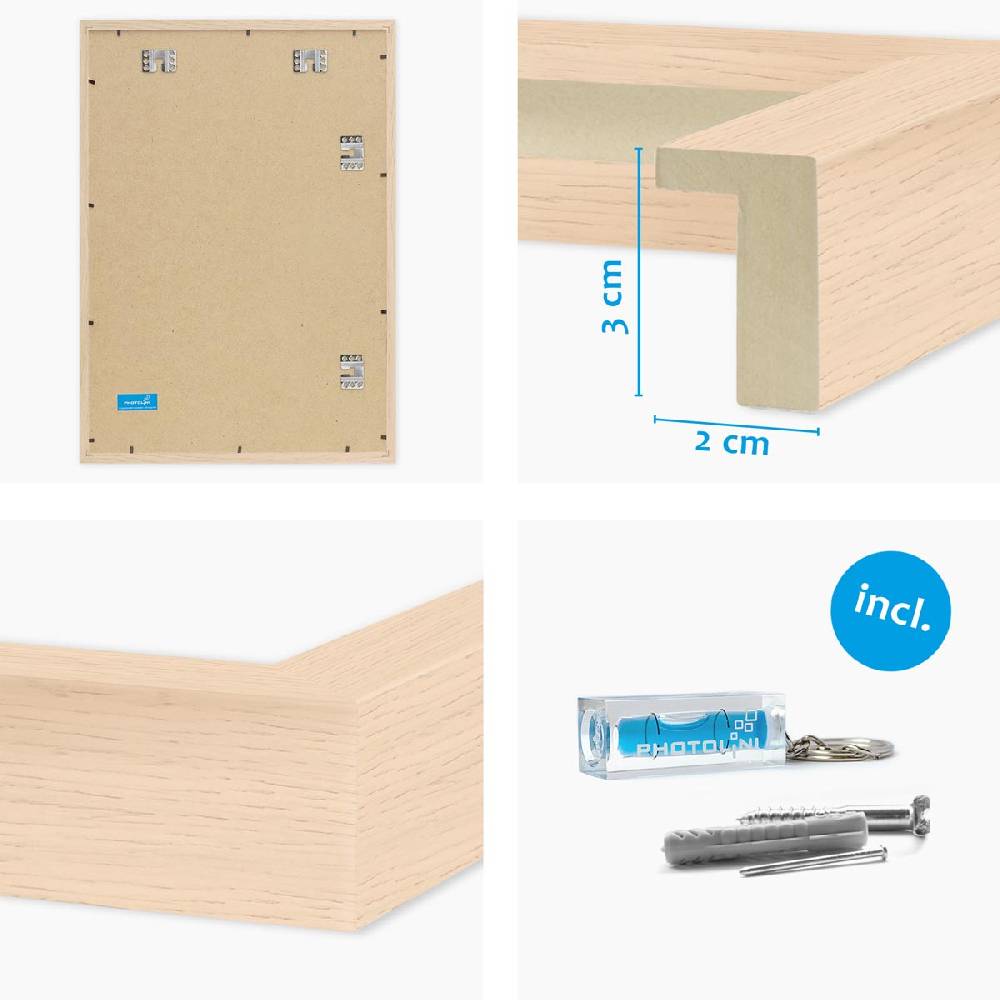 Photolini 2er Set 3D-Bilderrahmen 50x70 cm mit Passepartout, Natur Nur noch ein Tag übrig