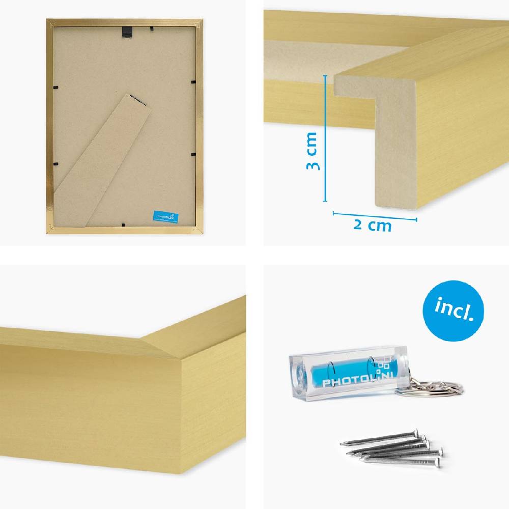 Photolini 2er Set 3D-Bilderrahmen 21x30 cm / A4 mit Passepartout, Gold Clearance-Verkauf