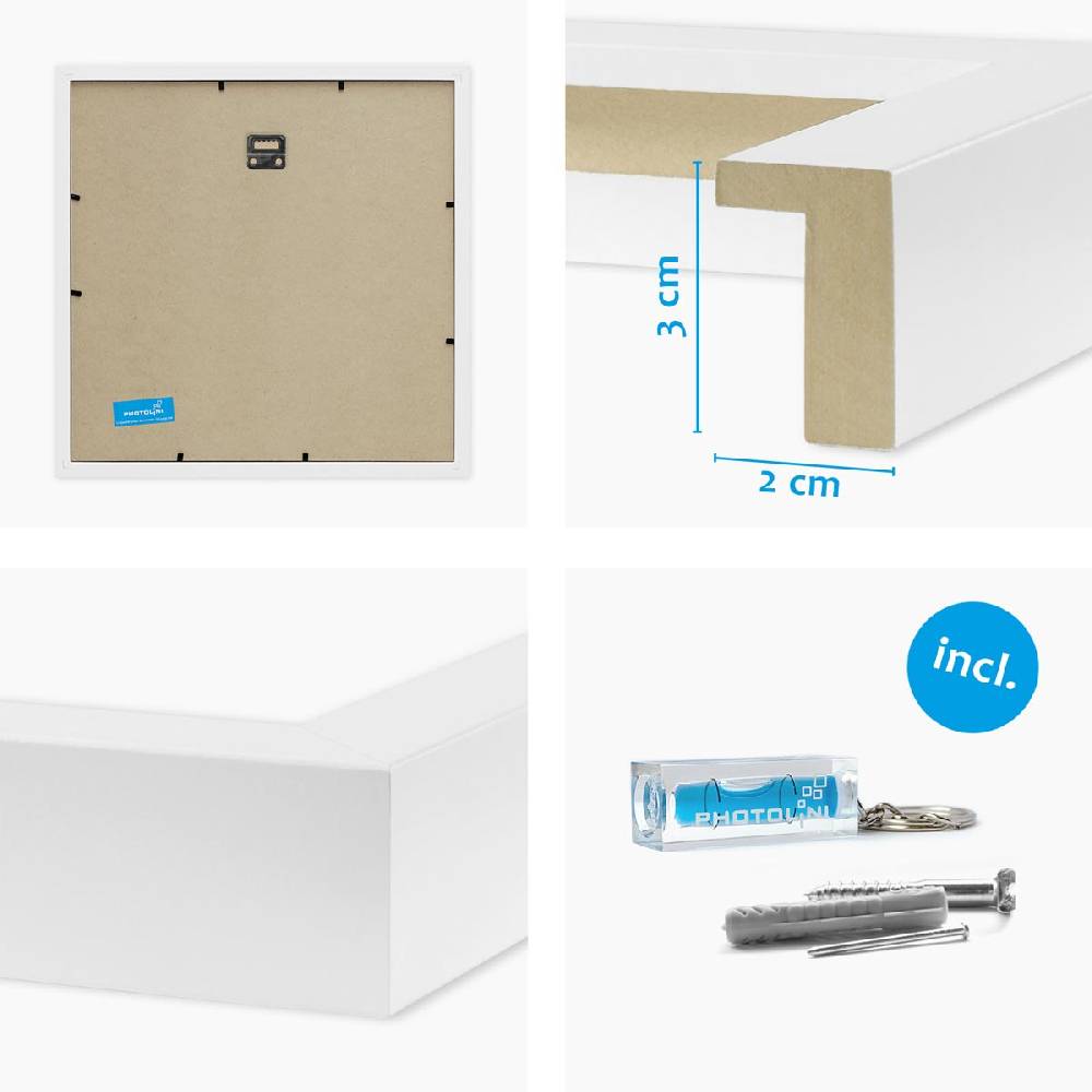 Photolini 3er Set 3D-Bilderrahmen 40x40 cm mit Passepartout, Weiß Fabrikladen