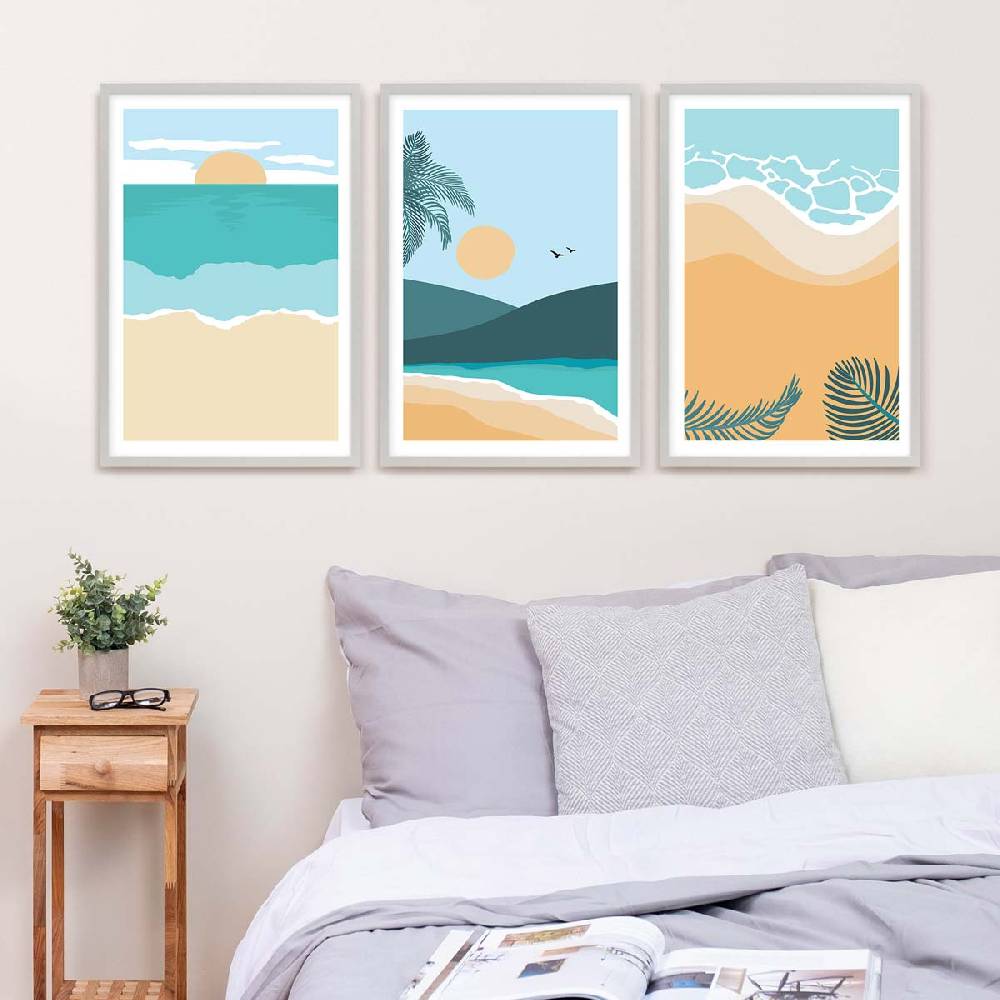 Photolini 3er Set Poster-Bilderrahmen 40x60 cm Modern Silber aus MDF mit Acrylglas