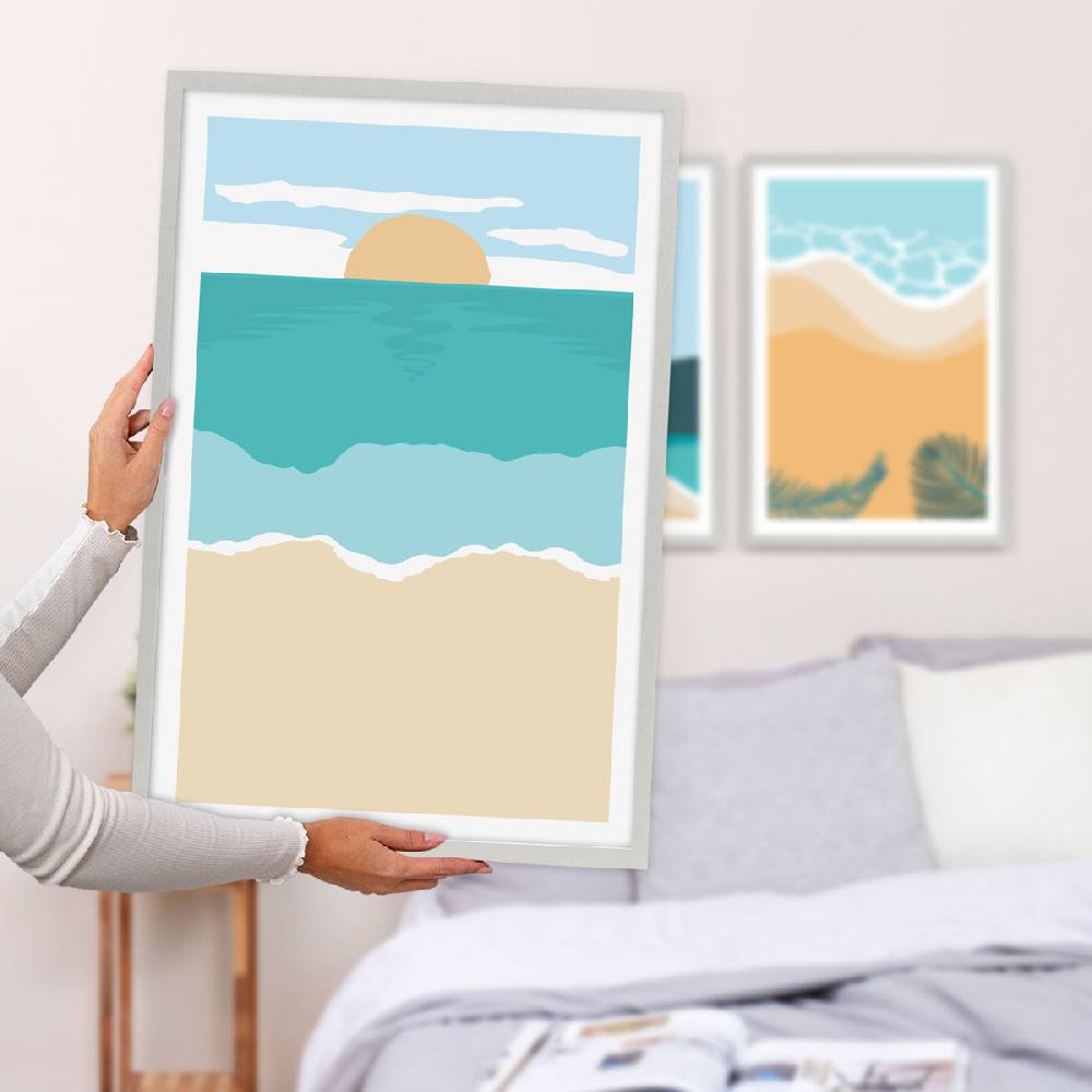 Photolini 3er Set Poster-Bilderrahmen 40x60 cm Modern Silber aus MDF mit Acrylglas Online
