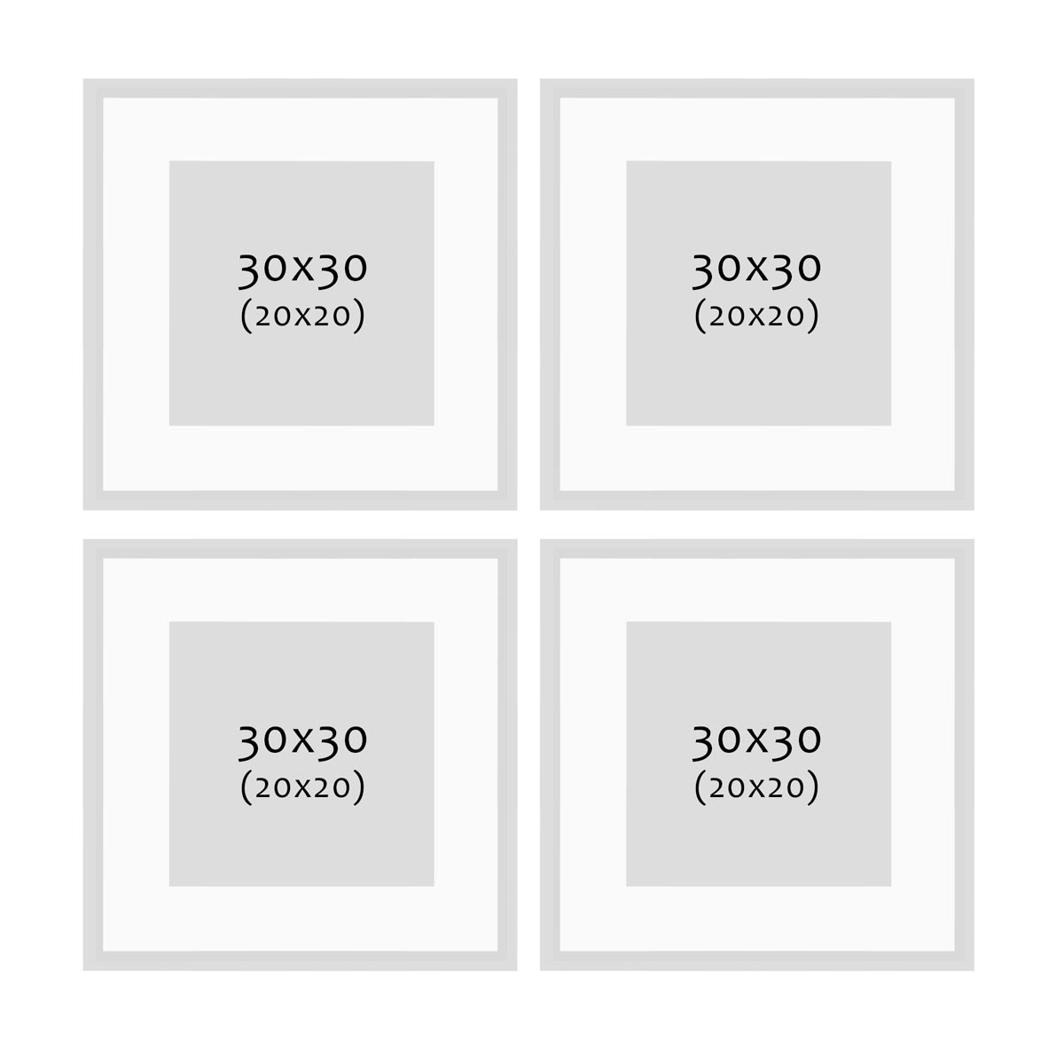 Photolini 4er Set Poster-Bilderrahmen 30x30 cm Eiche Dunkel MDF mit Passepartout Hotsell