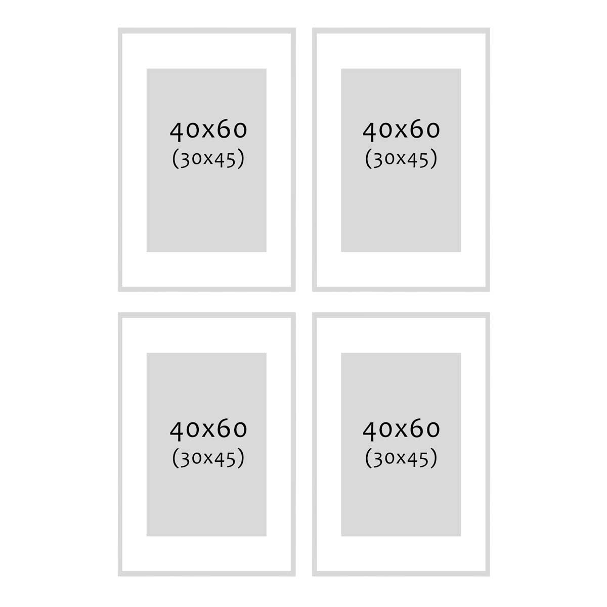 Photolini 4er Set Poster-Bilderrahmen 40x60 cm Modern Schwarz MDF mit Passepartout Günstiger Verkauf
