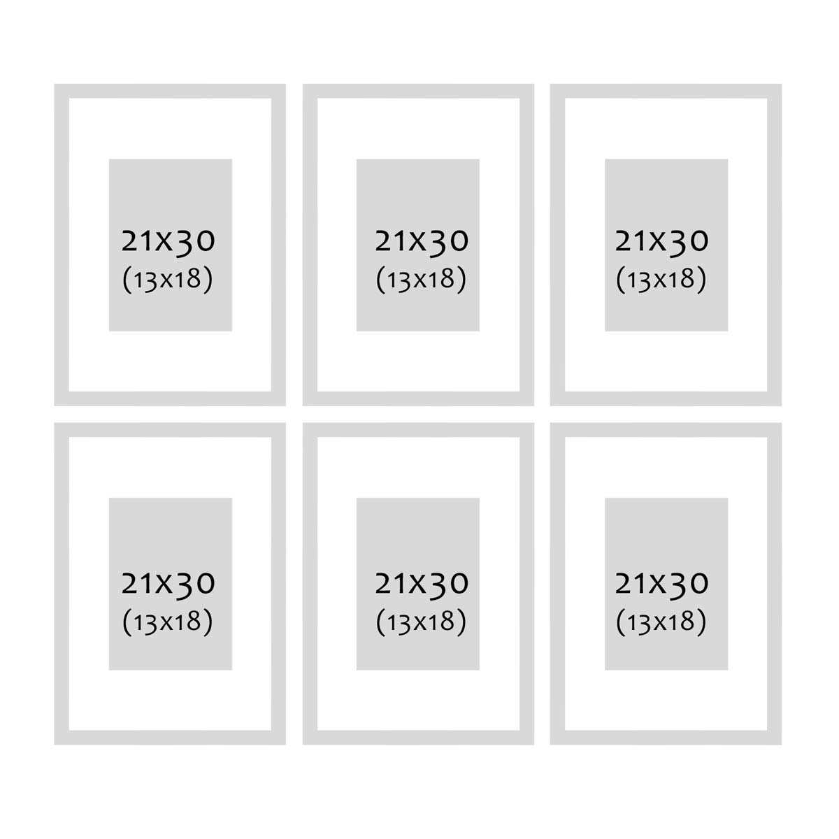 Photolini 6er Set Poster-Bilderrahmen 21x30 cm / DIN A4 Eiche Dunkel MDF mit Passepartout Fabrikverkauf