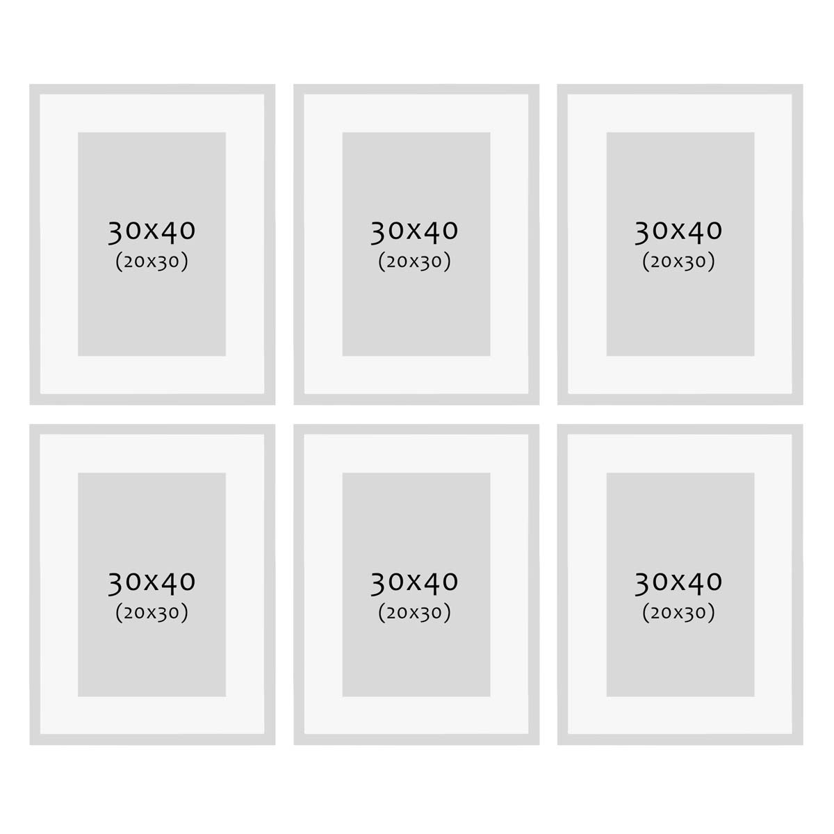 Photolini 6er Set Poster-Bilderrahmen 30x40 cm Modern Weiß MDF mit Passepartout Blitzverkäufe