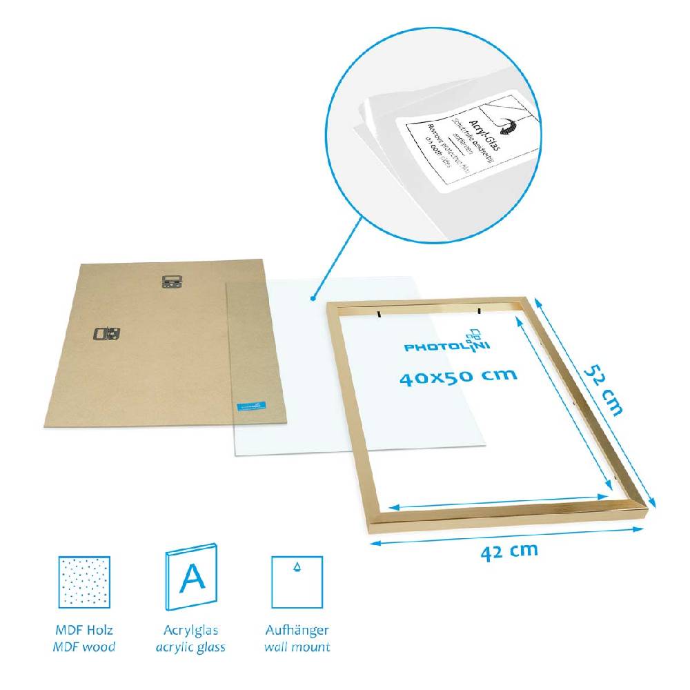 Photolini 6er Set Poster-Bilderrahmen 40x50 cm Modern Gold MDF mit Passepartout Günstig kaufen