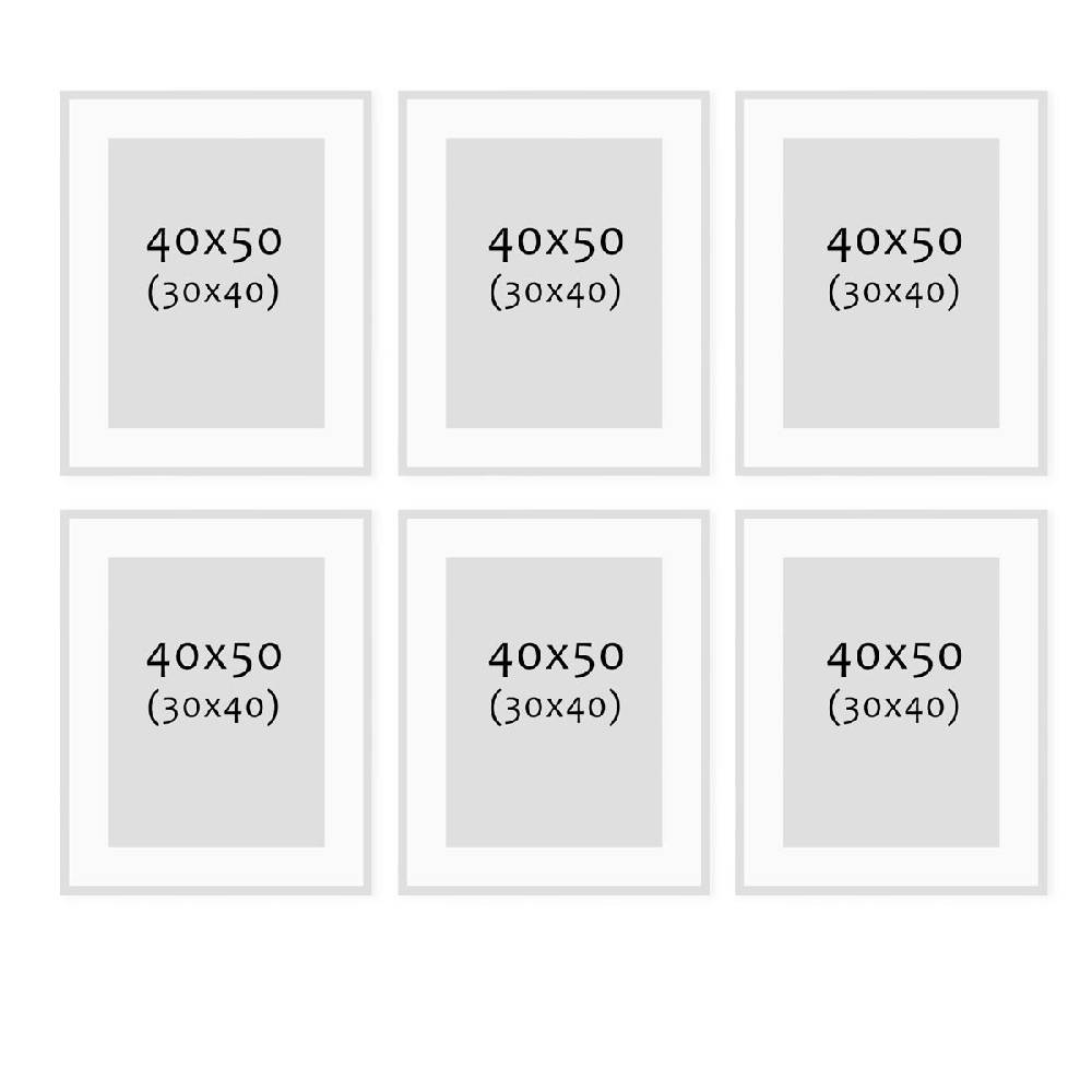 Photolini 6er Set Poster-Bilderrahmen 40x50 cm Modern Gold MDF mit Passepartout Günstig kaufen