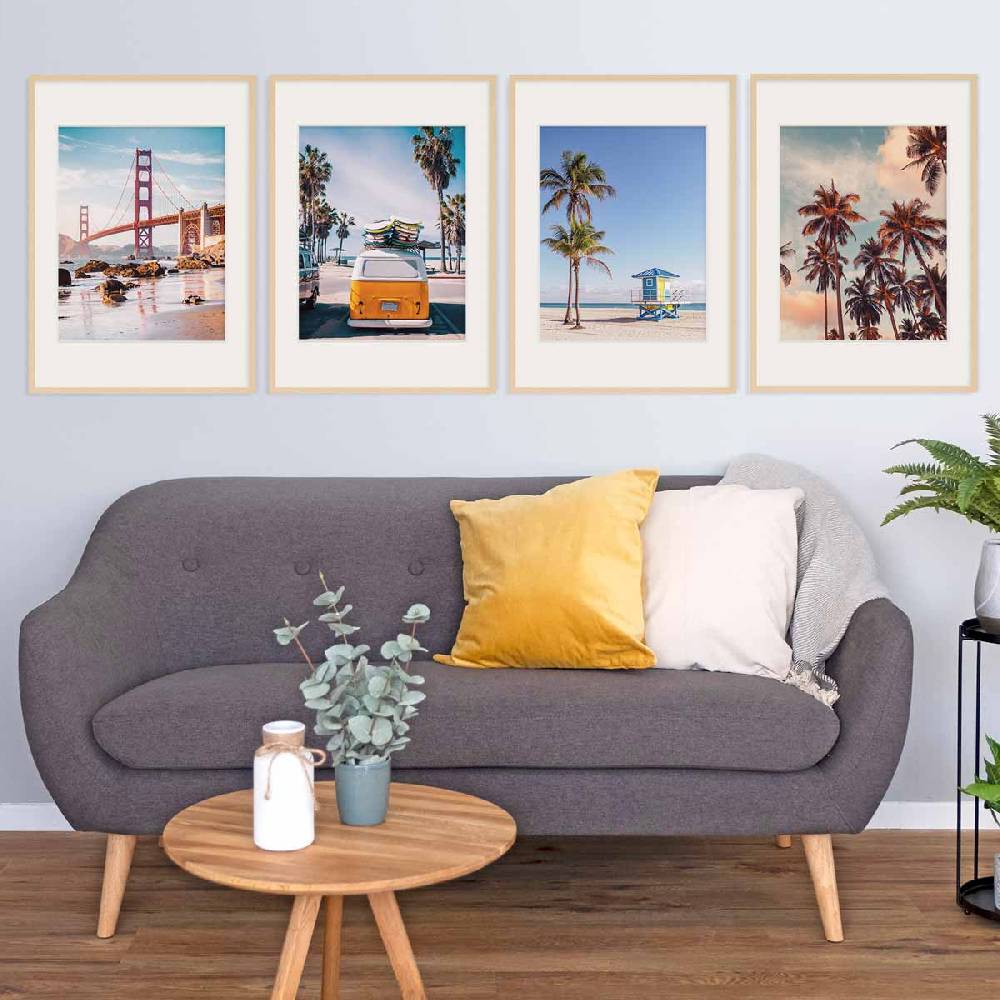 Photolini 4er Set Poster-Bilderrahmen 50x70 cm Modern Natur MDF mit Passepartout Versandkostenfrei