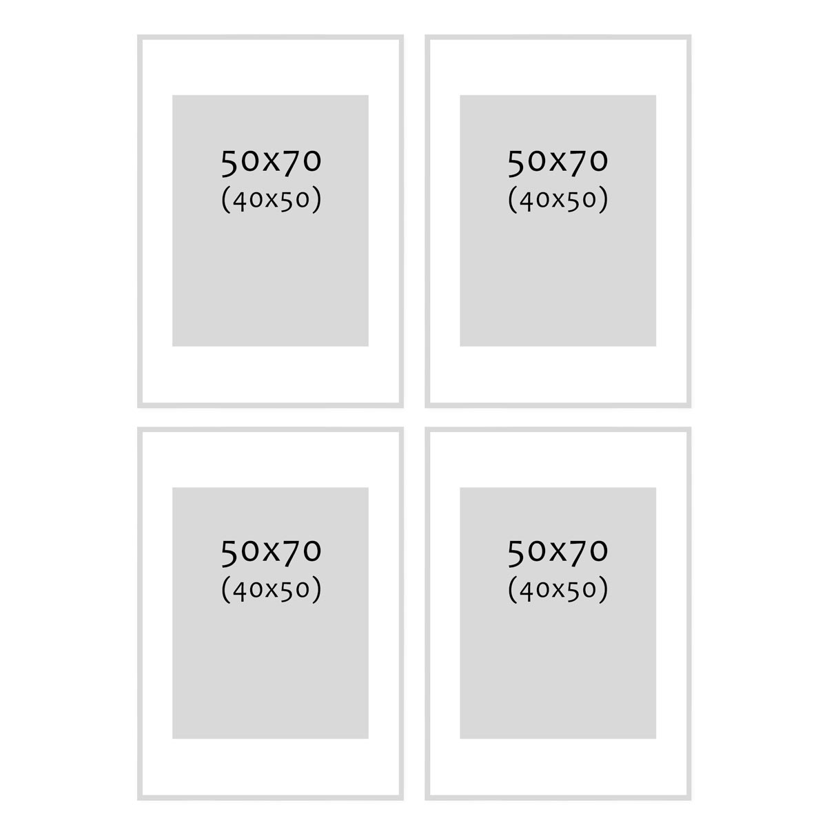 Photolini 4er Set Poster-Bilderrahmen 50x70 cm Modern Natur MDF mit Passepartout Versandkostenfrei