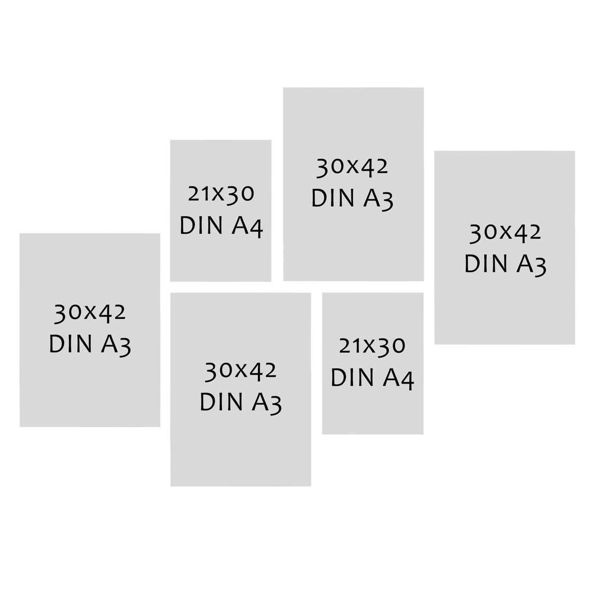 Photolini 6 Bilderrahmen Eiche Dunkel 4x 30x42 und 2x 21x30 cm / DIN A4 MDF mit Acrylglas Großer Ausverkauf