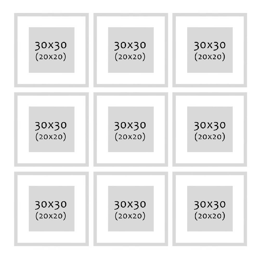 Photolini 9er Set Poster-Bilderrahmen 30x30 cm Modern Weiß MDF mit Passepartout Flash Sale