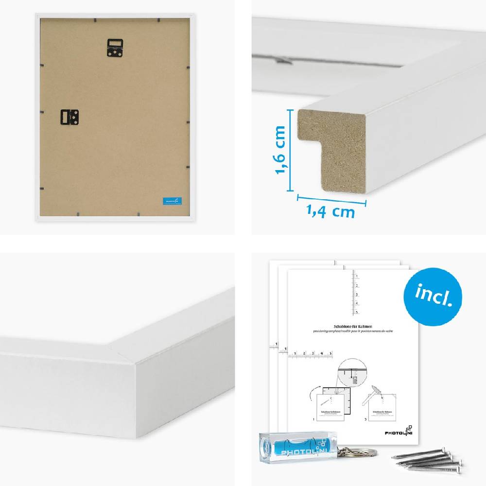 Photolini 6er Set Poster-Bilderrahmen 30x40 cm und 40x50 cm Modern Weiß MDF mit Passepartout Online Shopping