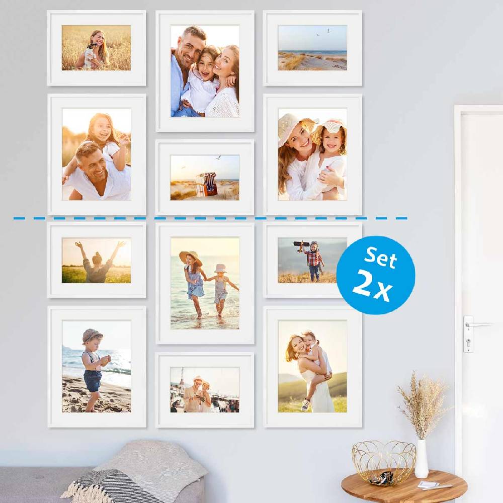 Photolini 6er Set Poster-Bilderrahmen 30x40 cm und 40x50 cm Modern Weiß MDF mit Passepartout Online Shopping