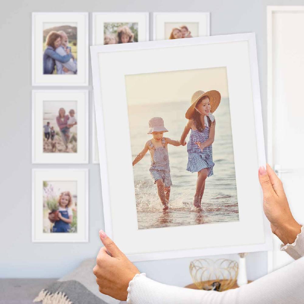 Photolini 9er Set Poster-Bilderrahmen 30x40 cm Modern Weiß MDF mit Passepartout Exklusivangebot
