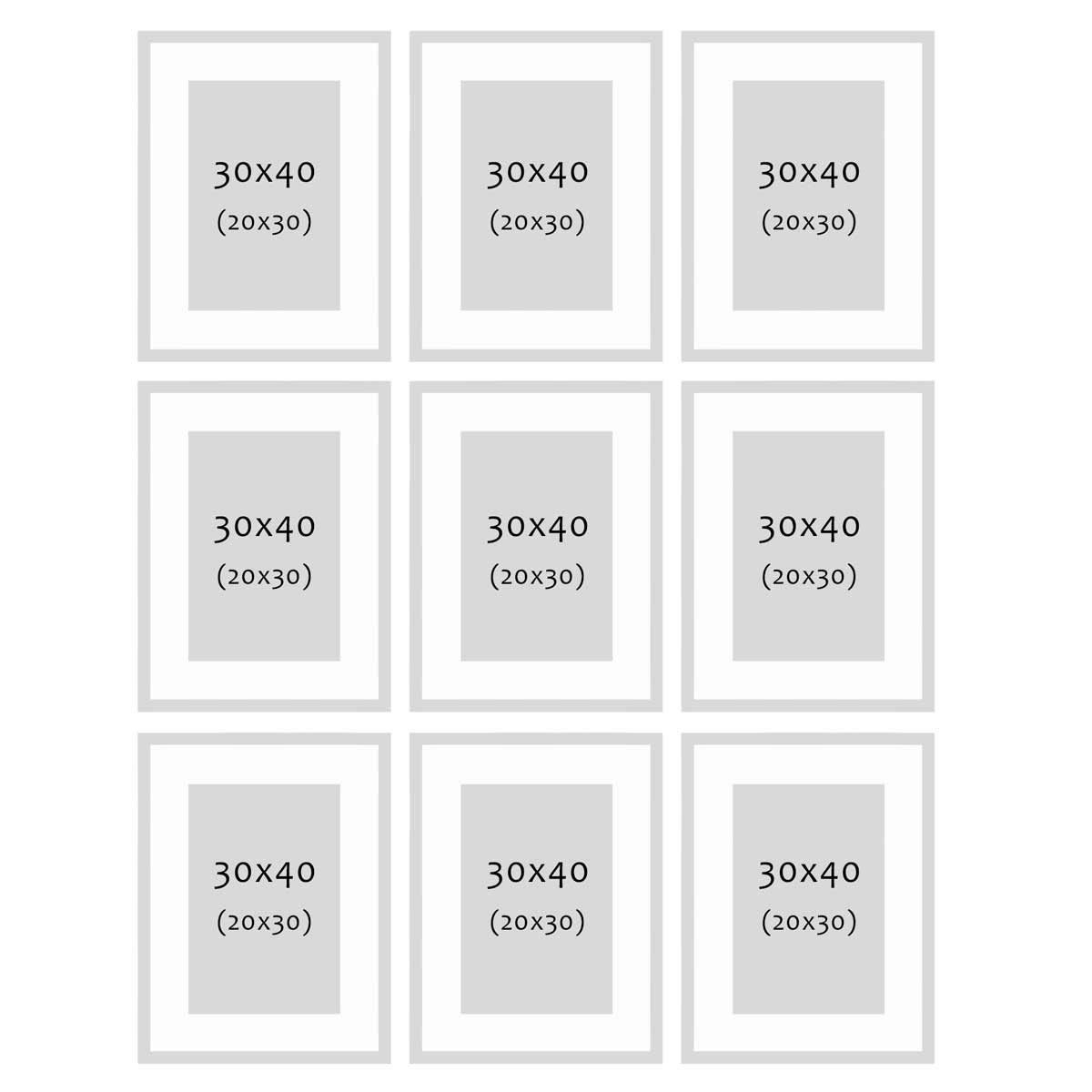Photolini 9er Set Poster-Bilderrahmen 30x40 cm Modern Weiß MDF mit Passepartout Exklusivangebot