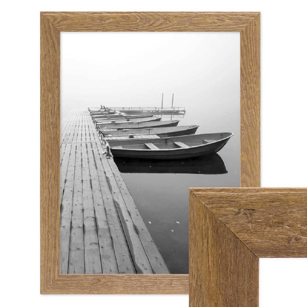 Photolini Holz-Bilderrahmen Strandhaus Eiche-Optik Rustikal
