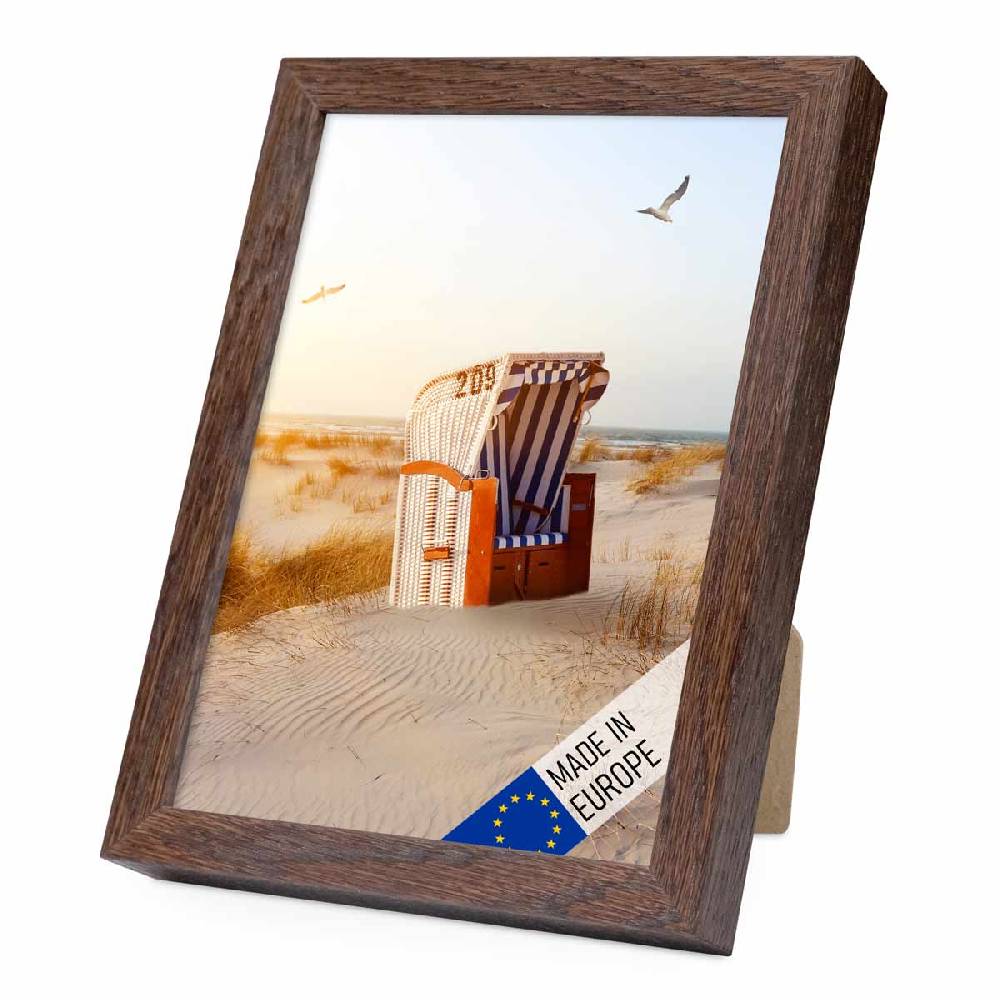Photolini Holzrahmen Eiche Dunkel mit Acrylglas
