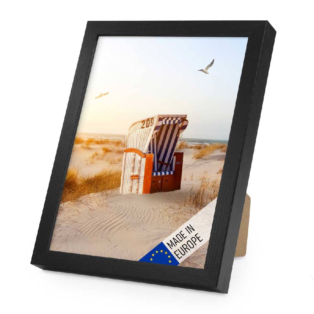 Photolini Holzrahmen Schwarz mit Acrylglas