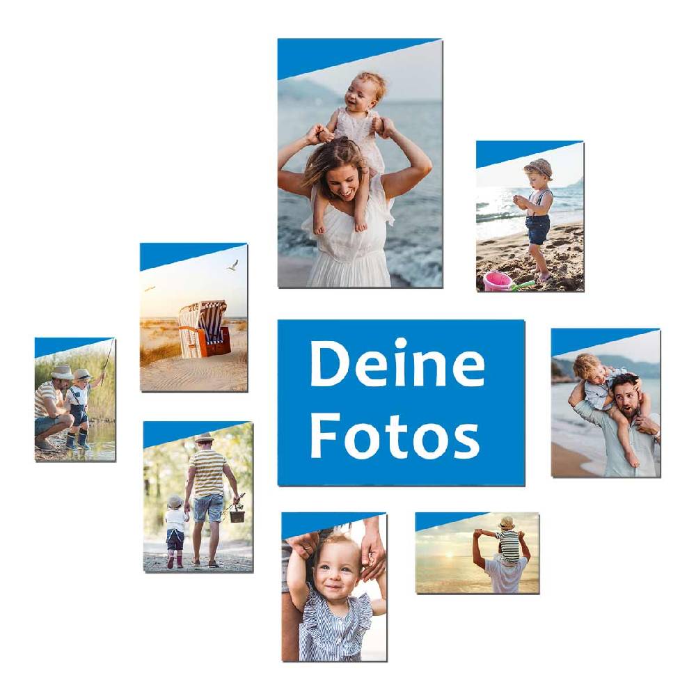Photolini Fotowand aus 9 Elementen - mit Magnet