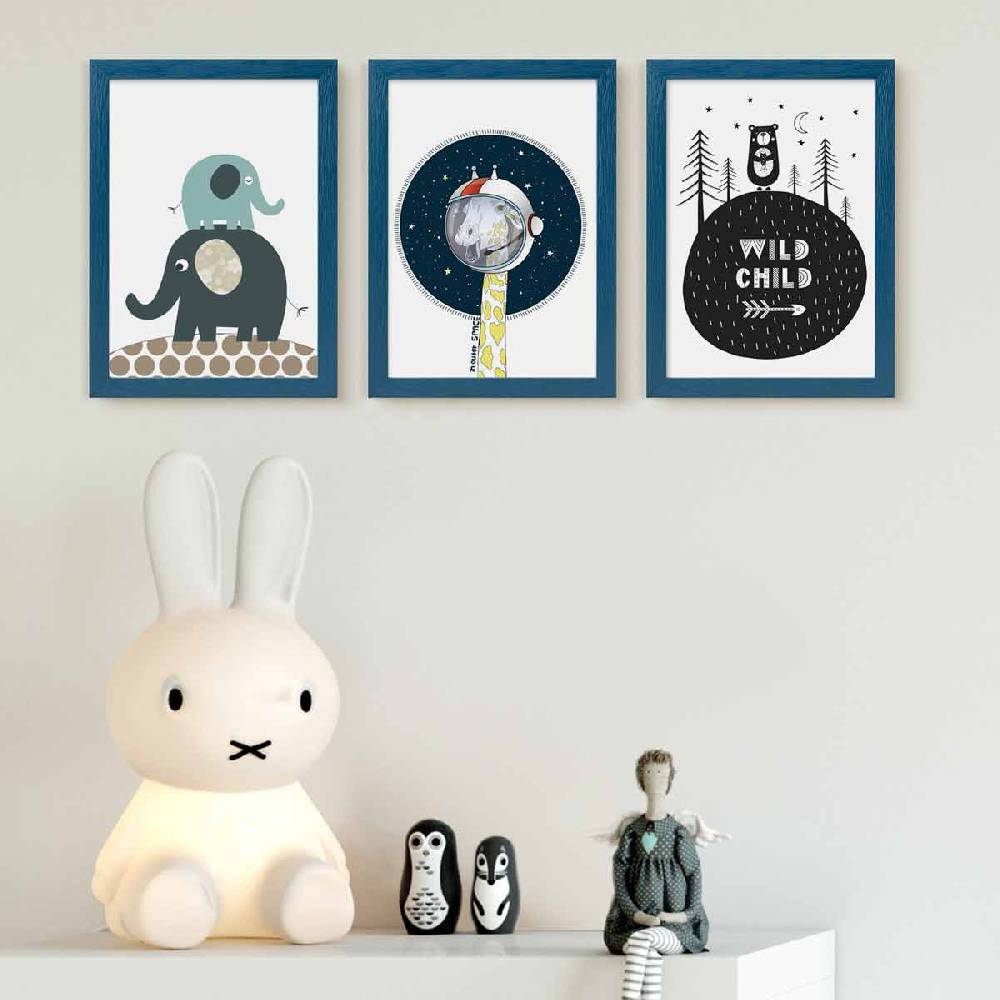 Photolini Bilderrahmen Dunkelblau 21x30 cm / DIN A4 3er Set mit Acrylglas