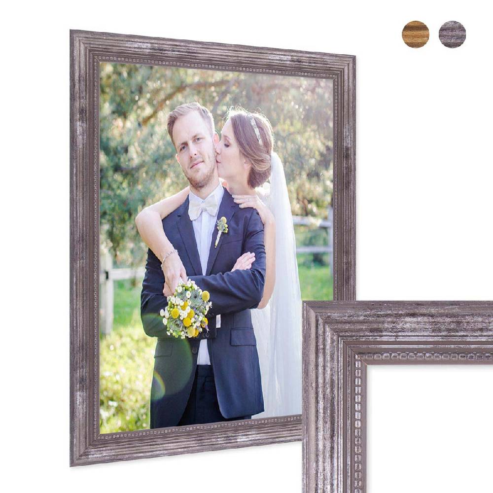 Photolini Barock-Bilderrahmen Silber Antik Holz
