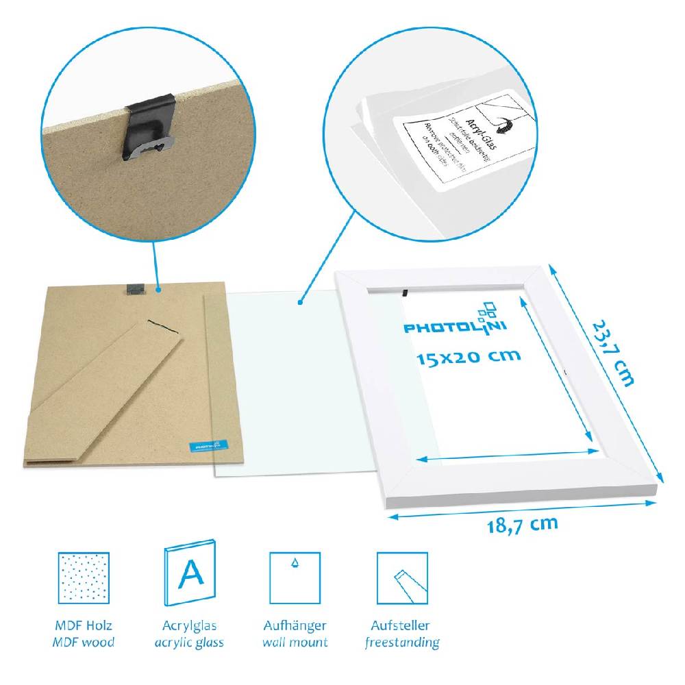 Photolini 10er Bilderrahmen-Set 15x20 cm Modern Weiß MDF Basic Collection Clearance-Verkauf