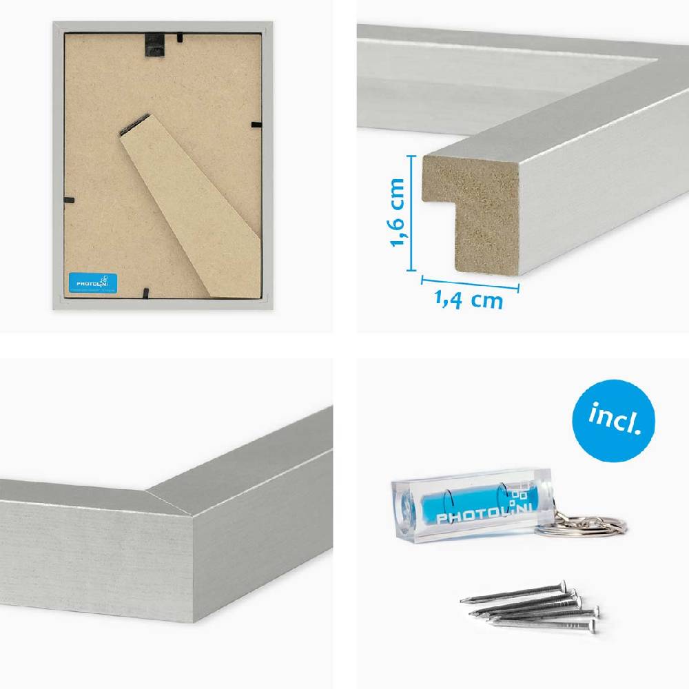 Photolini 10er Bilderrahmen-Set 13x18 cm Modern Silber aus MDF mit Acrylglas Fabrikladen