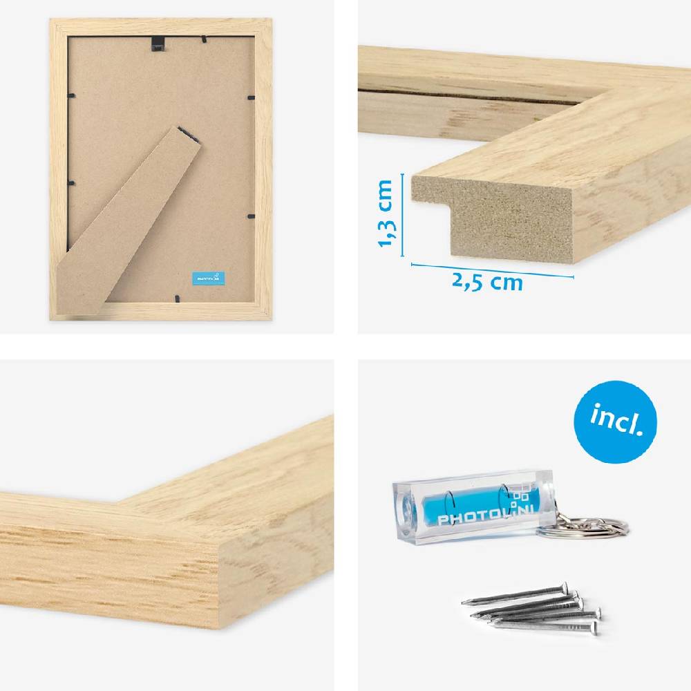 Photolini 10er Bilderrahmen-Set breit A4 21x30 cm Natur, MDF-Holz | Acrylglas Im Verkauf