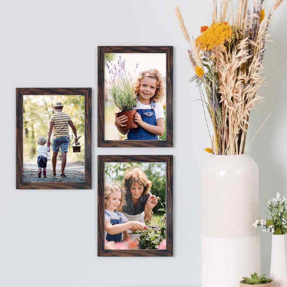 Photolini 10er Bilderrahmen-Set 13x18 cm Eiche Dunkel aus MDF mit Acrylglas 50% Rabatt für begrenzte Zeit