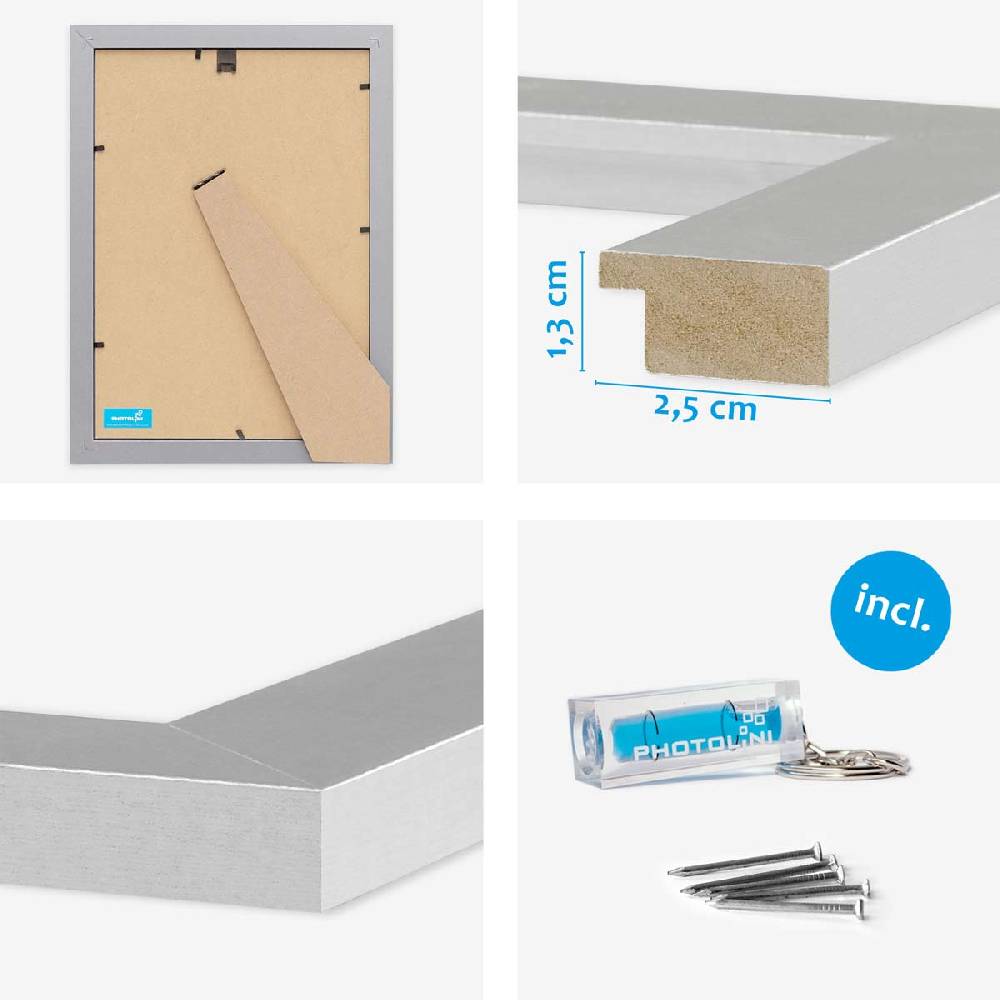 Photolini 10er Bilderrahmen-Set 18x24 cm Modern Silber MDF Basic Collection Rabatte dieses Monats