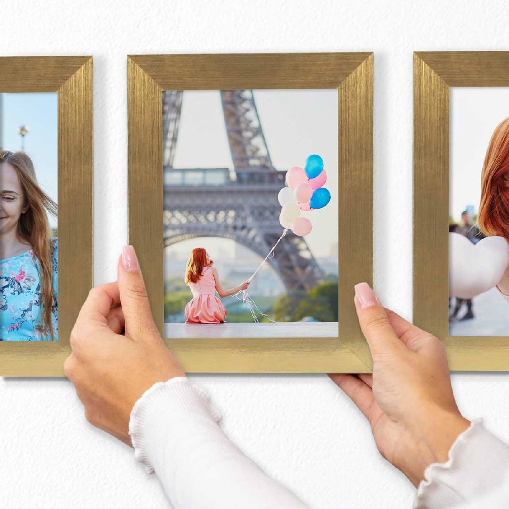 Photolini 10er Bilderrahmen-Set 10x15 cm Modern Gold MDF Basic Collection | Acrylglas 2025
