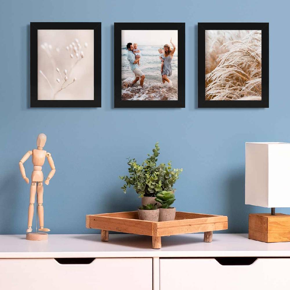 Photolini 10er Bilderrahmen-Set breit 20x25 cm Schwarz, MDF-Holz | Acrylglas Online