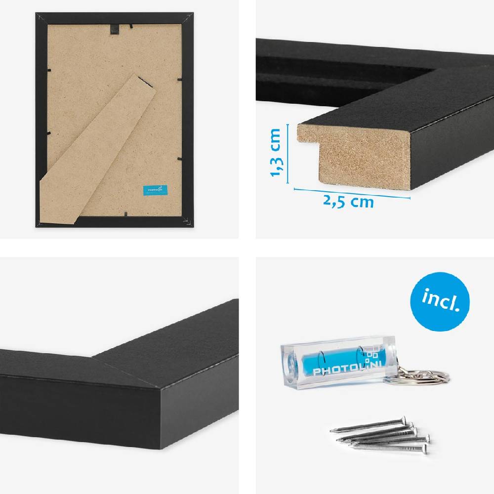Photolini 10er Bilderrahmen-Set breit 20x25 cm Schwarz, MDF-Holz | Acrylglas Online