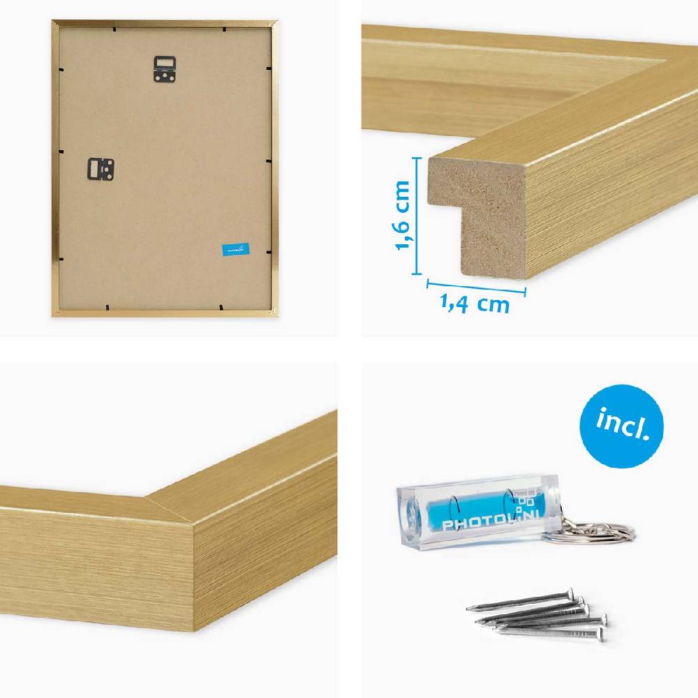 Photolini 10er Set Poster-Bilderrahmen 30x40 cm Modern Gold aus MDF mit Acrylglas Outlet