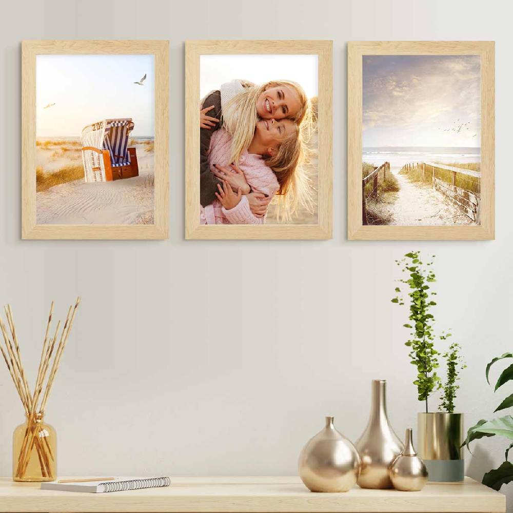 Photolini 10er Bilderrahmen-Set 18x24 cm Modern Natur MDF Basic Collection Auslauf