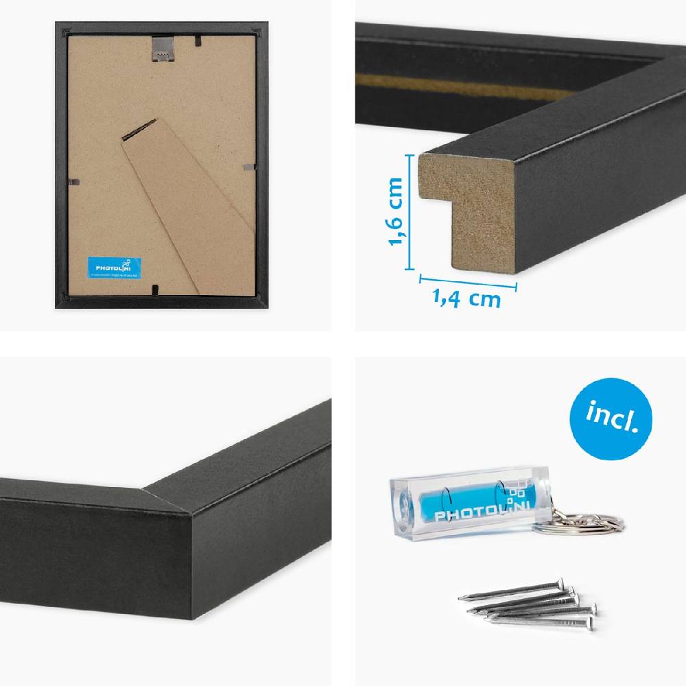 Photolini 10er Bilderrahmen-Set 15x20 cm Modern Schwarz aus MDF mit Acrylglas im Angebot