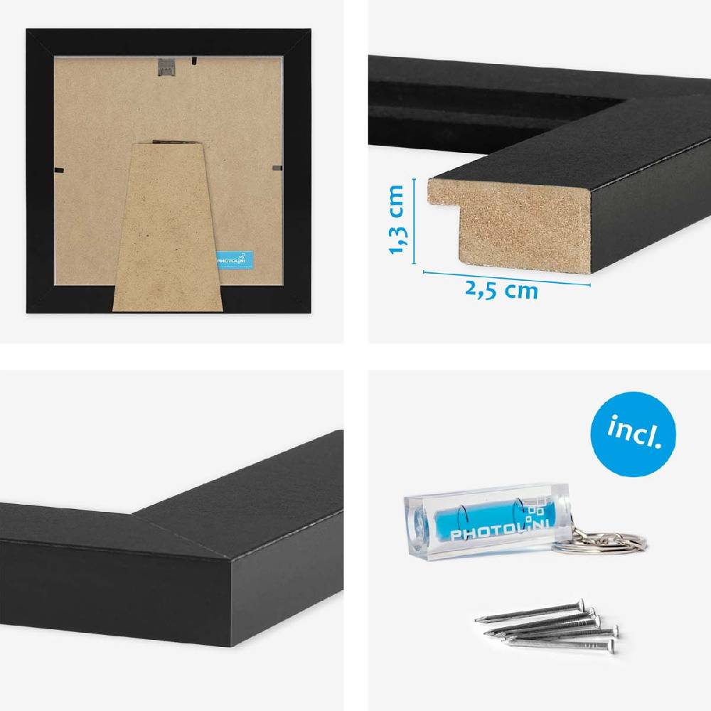Photolini 10er Bilderrahmen-Set breit 15x15 cm Schwarz, MDF-Holz | Acrylglas Günstiger Verkauf