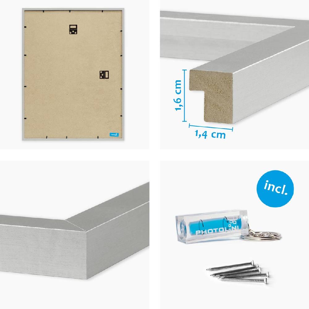 Photolini 10er Set Poster-Bilderrahmen 30x40 cm Modern Silber aus MDF mit Acrylglas Günstig kaufen