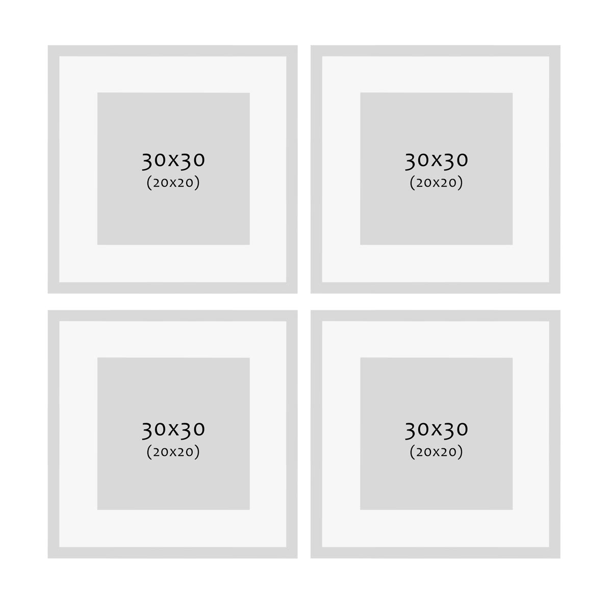 Photolini 4er Set Alu-Bilderrahmen 30x30 cm Gold Modern mit Passepartout 20x20 cm Großer Ausverkauf